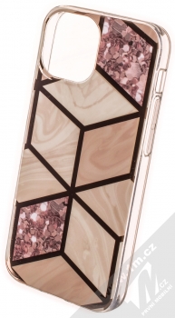 1Mcz Geometric Marble Cover ochranný kryt pro Apple iPhone 13 mini růžově zlatá (rose gold)