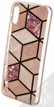 1Mcz Geometric Marble Cover ochranný kryt pro Xiaomi Redmi 9A, Redmi 9AT růžově zlatá (rose gold)