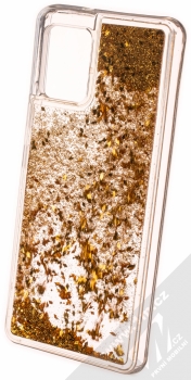 1Mcz Liquid Diamond Sparkle ochranný kryt s přesýpacím efektem třpytek pro Samsung Galaxy A42 5G zlatá (gold) zezadu