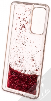 1Mcz Liquid Hexagon Sparkle ochranný kryt s přesýpacím efektem třpytek pro Samsung Galaxy A53 5G červená (red) zepředu