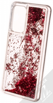 1Mcz Liquid Hexagon Sparkle ochranný kryt s přesýpacím efektem třpytek pro Samsung Galaxy A53 5G červená (red) zezadu