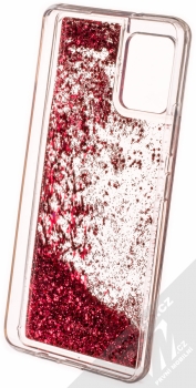 1Mcz Liquid Hexagon Sparkle ochranný kryt s přesýpacím efektem třpytek pro Samsung Galaxy A42 5G červená (red) zepředu