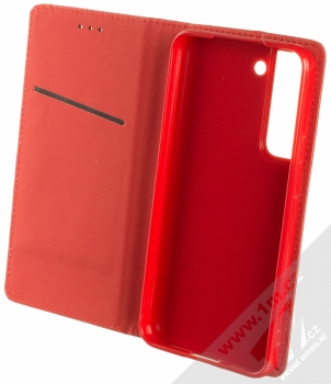 1Mcz Magnet Book Color flipové pouzdro pro Samsung Galaxy S22 5G červená (red) otevřené