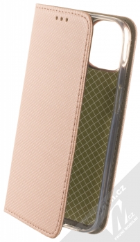 1Mcz Magnet Book flipové pouzdro pro Apple iPhone 14 růžově zlatá (rose gold)