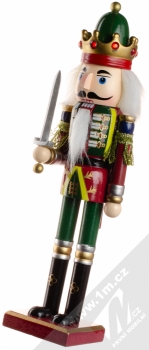 1Mcz NC-003 Louskáček vánoční figurka Král s mečem 31cm červená zelená zlatá (red green gold)