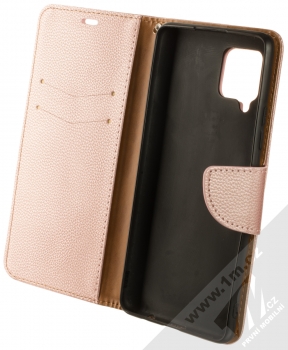 1Mcz Stranding Book flipové pouzdro pro Samsung Galaxy A42 5G růžově zlatá (rose gold) otevřené