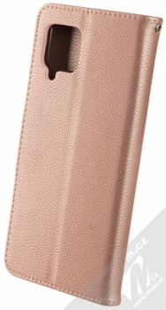 1Mcz Stranding Book flipové pouzdro pro Samsung Galaxy A42 5G růžově zlatá (rose gold) zezadu