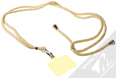 1Mcz Swing-L univerzální šňůrka délky až 165cm na krk s podložkou pod ochranný kryt šedá žlutá (grey yellow) komplet