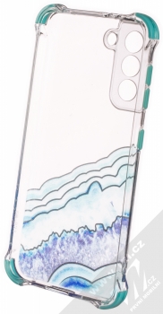 1Mcz Trendy Vodomalba Anti-Shock Skinny TPU ochranný kryt pro Samsung Galaxy S21 průhledná modrá (transparent blue) zepředu