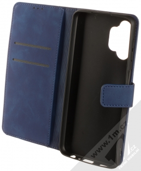 1Mcz Velvet Book flipové pouzdro pro Samsung Galaxy A32 5G tmavě modrá (dark blue) otevřené