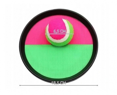 1Mcz Catch Ball Pálky, terče se suchým zipem 2ks a tenisový míček na suchý zip růžová zelená (pink green)