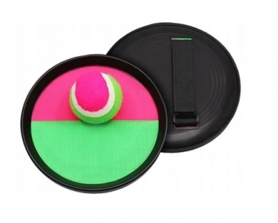 1Mcz Catch Ball Pálky, terče se suchým zipem 2ks a tenisový míček na suchý zip růžová zelená (pink green)