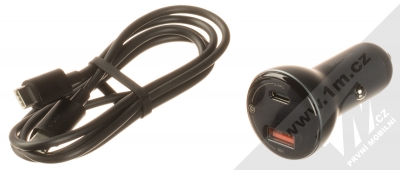 Baseus Dual Quick Car Charger nabíječka do auta 45W s 1x USB a 1x USB Type-C výstupy a USB Type-C kabel (TZCCBX-C0G) černá (black) balení