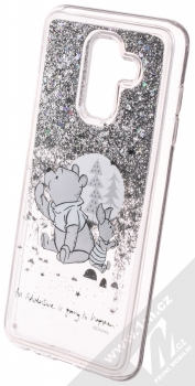 Disney Sand Medvídek Pú a Prasátko 008 ochranný kryt s přesýpacím efektem třpytek s motivem pro Samsung Galaxy A6 Plus (2018) průhledná stříbrná (transparent silver) animace 1