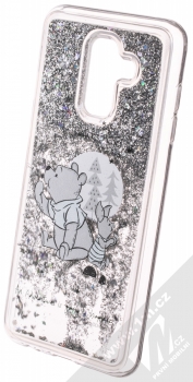 Disney Sand Medvídek Pú a Prasátko 008 ochranný kryt s přesýpacím efektem třpytek s motivem pro Samsung Galaxy A6 Plus (2018) průhledná stříbrná (transparent silver) animace 2