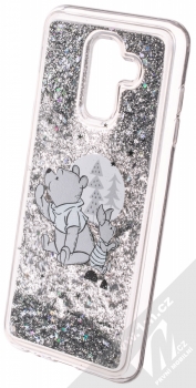 Disney Sand Medvídek Pú a Prasátko 008 ochranný kryt s přesýpacím efektem třpytek s motivem pro Samsung Galaxy A6 Plus (2018) průhledná stříbrná (transparent silver) animace 3