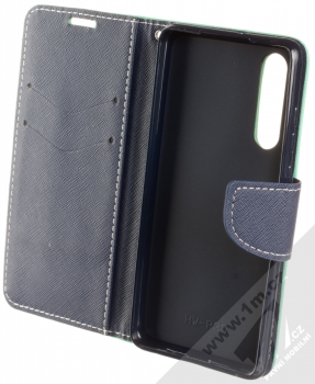 Forcell Fancy Book flipové pouzdro pro Huawei P30 mátově zelená modrá (mint blue) otevřené