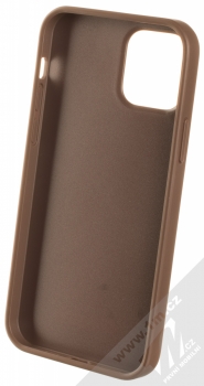 Guess 4G Metal ochranný kryt pro Apple iPhone 12, iPhone 12 Pro (GUHCP12M4GMGBR) hnědá (brown) zepředu