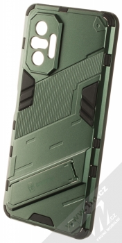 1Mcz Armor Ribbed odolný ochranný kryt se stojánkem pro Xiaomi Redmi Note 10 Pro, Redmi Note 10 Pro Max mechově zelená (moss green)