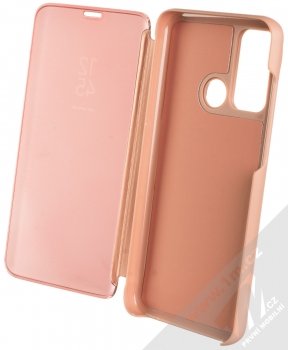 1Mcz Clear View flipové pouzdro pro Huawei Y6p růžová (pink) otevřené