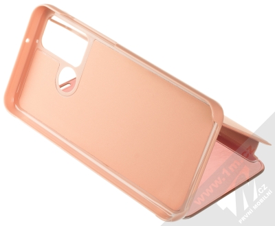 1Mcz Clear View flipové pouzdro pro Huawei Y6p růžová (pink) stojánek