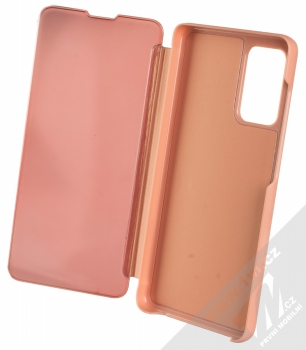 1Mcz Clear View flipové pouzdro pro Samsung Galaxy A72, Galaxy A72 5G růžová (pink) otevřené