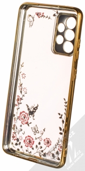 1Mcz Diamond Flower Skinny TPU ochranný kryt pro Samsung Galaxy A72, Galaxy A72 5G zlatá (gold) zepředu