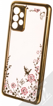 1Mcz Diamond Flower Skinny TPU ochranný kryt pro Samsung Galaxy A72, Galaxy A72 5G zlatá (gold)