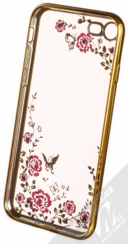 1Mcz Diamond Flower TPU ochranný kryt pro Apple iPhone 7, iPhone 8, iPhone SE (2020) zlatá (gold) zepředu