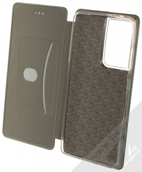 1Mcz Elegance Book flipové pouzdro pro Samsung Galaxy S21 Ultra tmavě zelená (dark green) otevřené