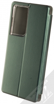 1Mcz Elegance Book flipové pouzdro pro Samsung Galaxy S21 Ultra tmavě zelená (dark green) zezadu