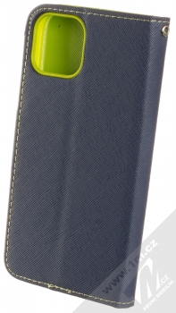 1Mcz Fancy Book flipové pouzdro pro Apple iPhone 13 modrá limetkově zelená (blue lime) zezadu