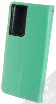 1Mcz Fancy Book flipové pouzdro pro Samsung Galaxy S21 Ultra mátově zelená modrá (mint blue) zezadu