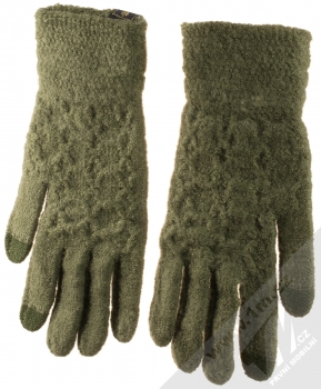 1Mcz Gloves Honeycomb pletené rukavice pro kapacitní dotykový displej olivově zelená (olive green) dlaň rukou