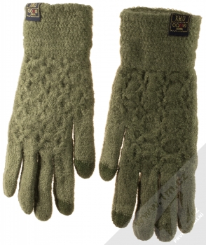 1Mcz Gloves Honeycomb pletené rukavice pro kapacitní dotykový displej olivově zelená (olive green) hřbet rukou