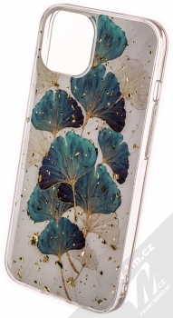 1Mcz Gold Glam Lístky TPU ochranný kryt pro Apple iPhone 13 bílá zelená (white green)