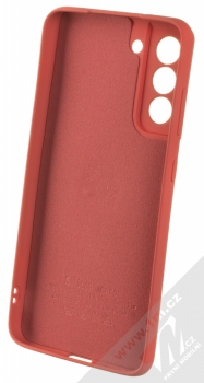 1Mcz Grip Ring Skinny ochranný kryt s držákem na prst pro Samsung Galaxy S21 FE cihlově červená (brick red) zepředu