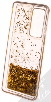 1Mcz Liquid Diamond Sparkle ochranný kryt s přesýpacím efektem třpytek pro Huawei P40 Pro zlatá (gold) zepředu