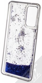 1Mcz Liquid Hexagon Sparkle ochranný kryt s přesýpacím efektem třpytek pro Samsung Galaxy A72, Galaxy A72 5G modrá (blue) zepředu