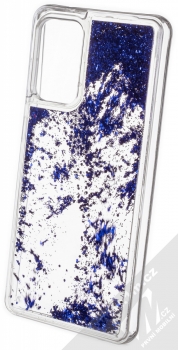 1Mcz Liquid Hexagon Sparkle ochranný kryt s přesýpacím efektem třpytek pro Samsung Galaxy A72, Galaxy A72 5G modrá (blue) zezadu