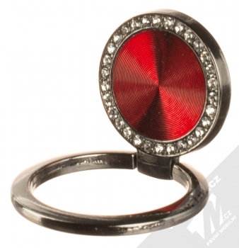 1Mcz Ring Kruh zirkonů držák na prst černá červená (black red) držák