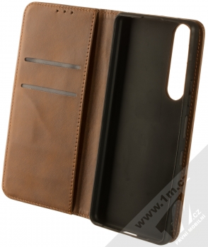 1Mcz Smooth Magnetic Book flipové pouzdro pro Sony Xperia 1 III hnědá (brown) otevřené