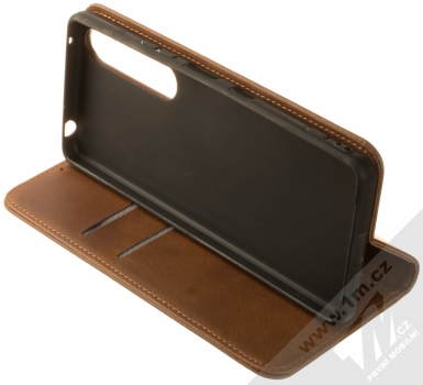 1Mcz Smooth Magnetic Book flipové pouzdro pro Sony Xperia 1 III hnědá (brown) stojánek