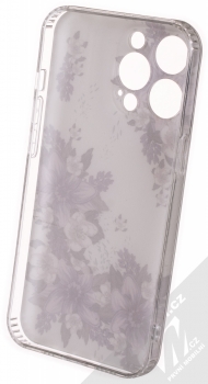 1Mcz Trendy Fialové lilie za světla Skinny TPU ochranný kryt pro Apple iPhone 13 Pro bílá fialová (white purple) zepředu