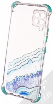 1Mcz Trendy Vodomalba Anti-Shock Skinny TPU ochranný kryt pro Samsung Galaxy A42 5G průhledná modrá (transparent blue) zepředu