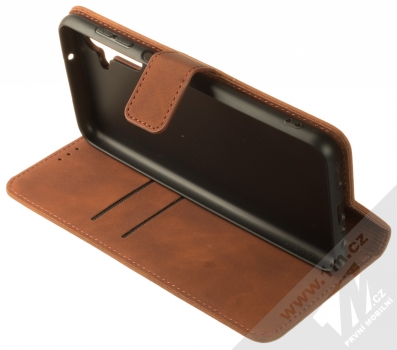 1Mcz Velvet Book flipové pouzdro pro Samsung Galaxy A13 5G hnědá (brown) stojánek