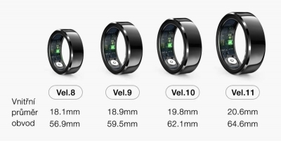 Aligator Smart Ring chytrý prsten velikost 9 (AR0109B) černá (black)