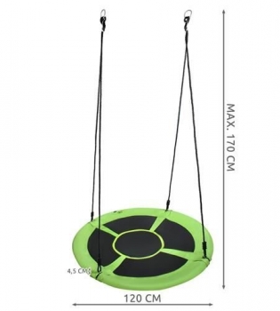 1Mcz HO-123 Závěsné houpací křeslo Vraní hnízdo 120 cm zelená černá (green black)