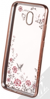 Forcell Diamond Flower TPU ochranný kryt pro Xiaomi Redmi 8A růžově zlatá (rose gold) zepředu