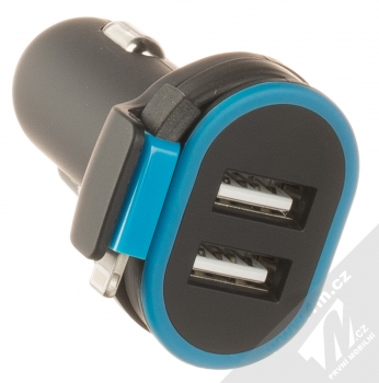 Forever CC-02 nabíječka do auta s Apple Lightning konektorem a 2x USB výstupy černá modrá (black blue) komplet USB výstupy